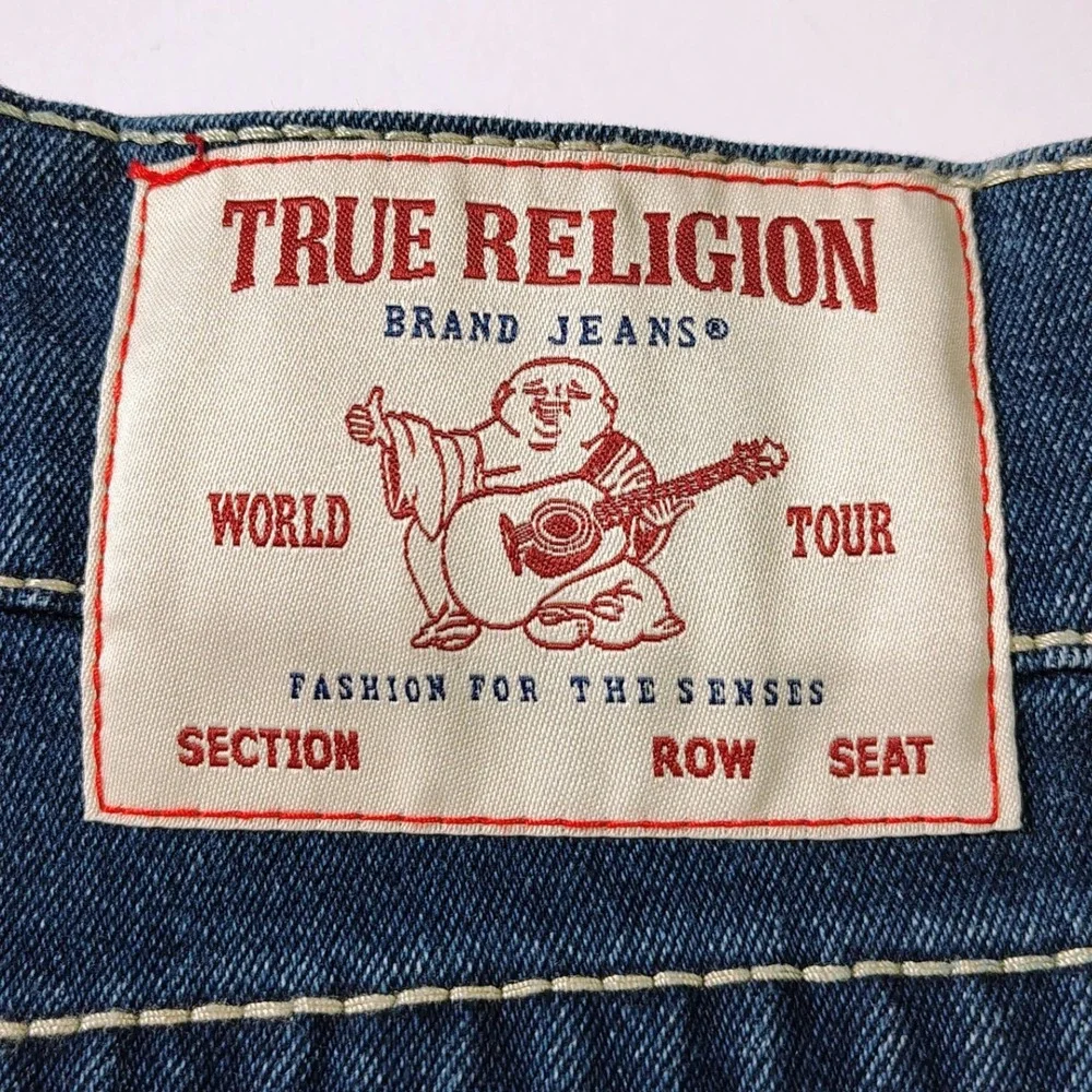 True Religion Geno Big T Flap Slim Jeans Mens Size 38 Medium Lagoon W38 L32 Wash